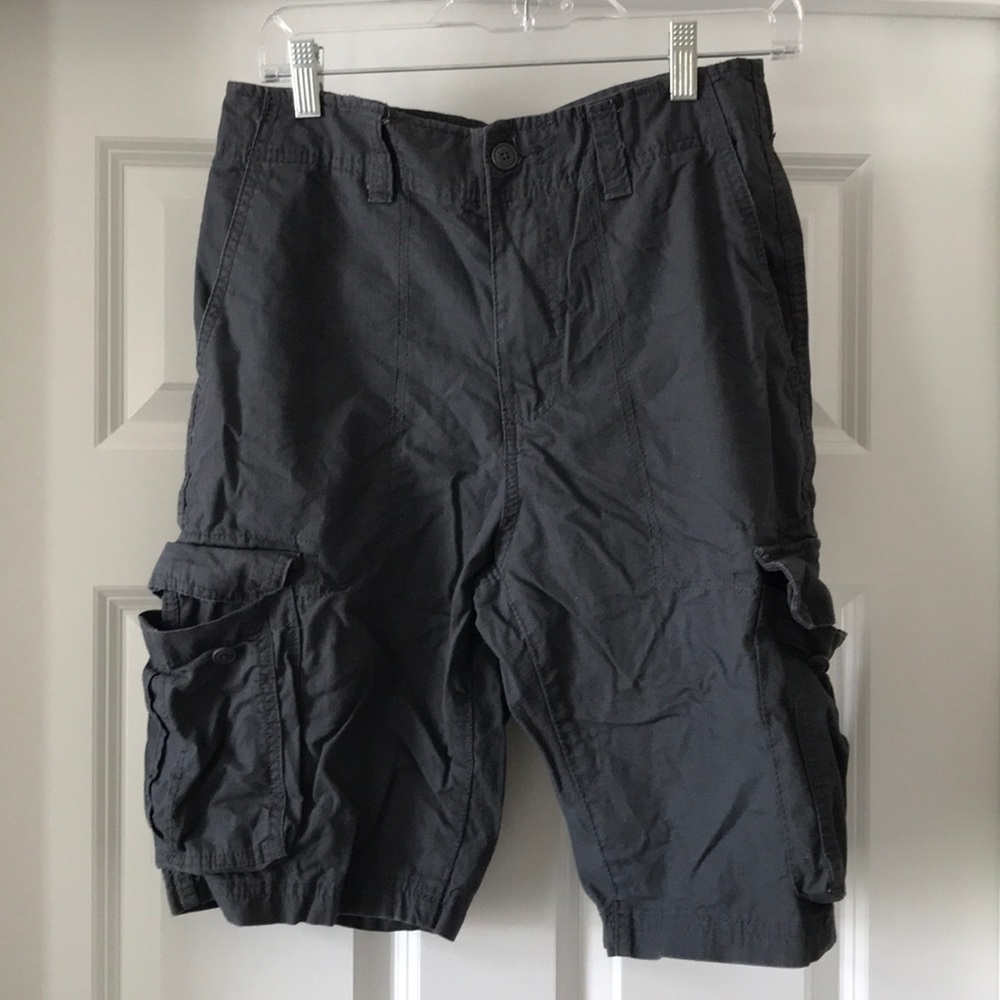 Charcoal gray ripstop cargo shorts
